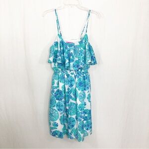 Lilly Pulitzer Beachy Flowy Mini Dress, Size Small, Blue Green
